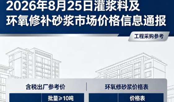 商南2026年8月25日灌浆料及环氧修补砂浆市场价格信息通报